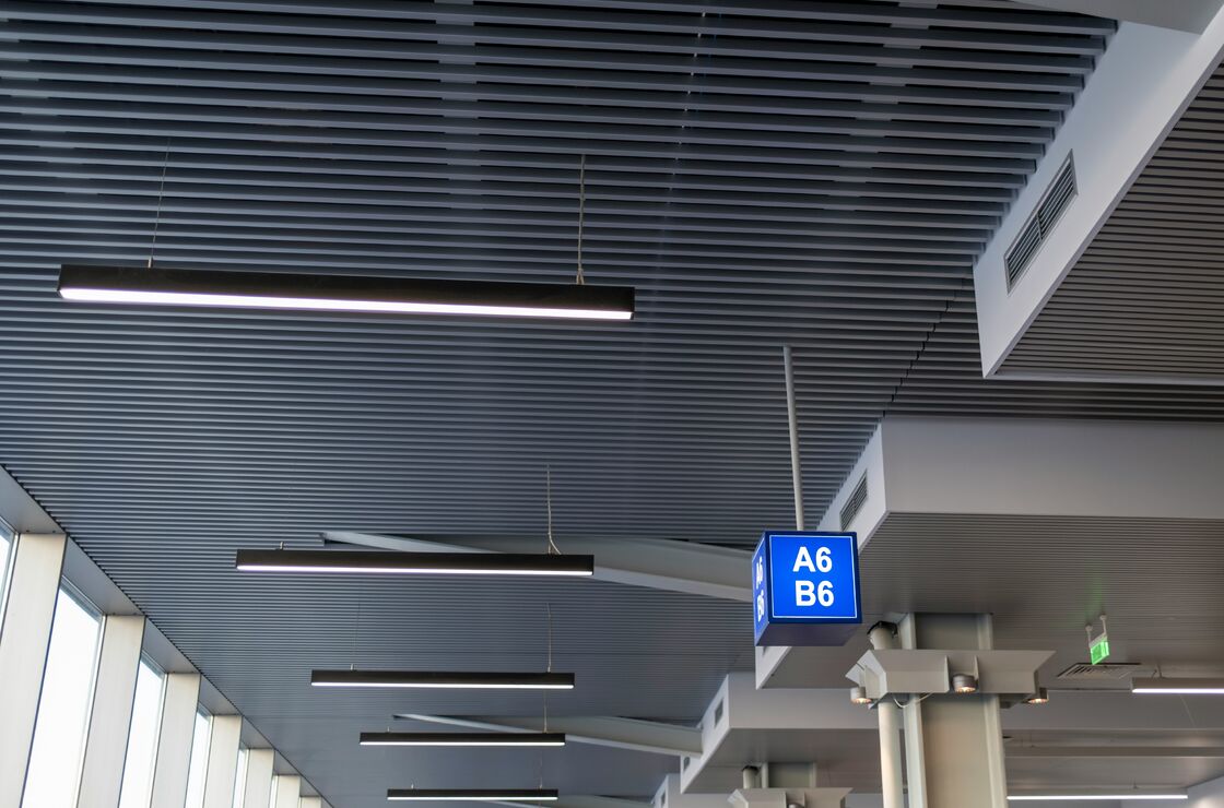 Aluminum U Shape Strip Ceiling Panel Powder Coated For Transit Station Interior Decoration