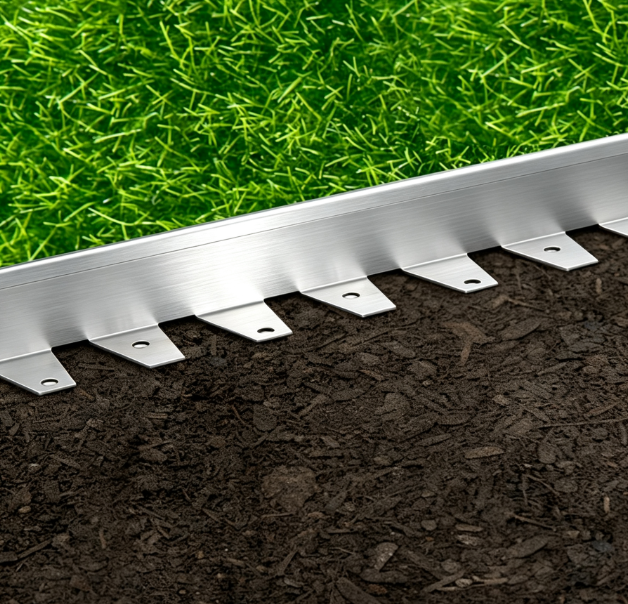 Heavy Gauge Aluminum Landscape Edging Curvable For Garden Mulch Retaining